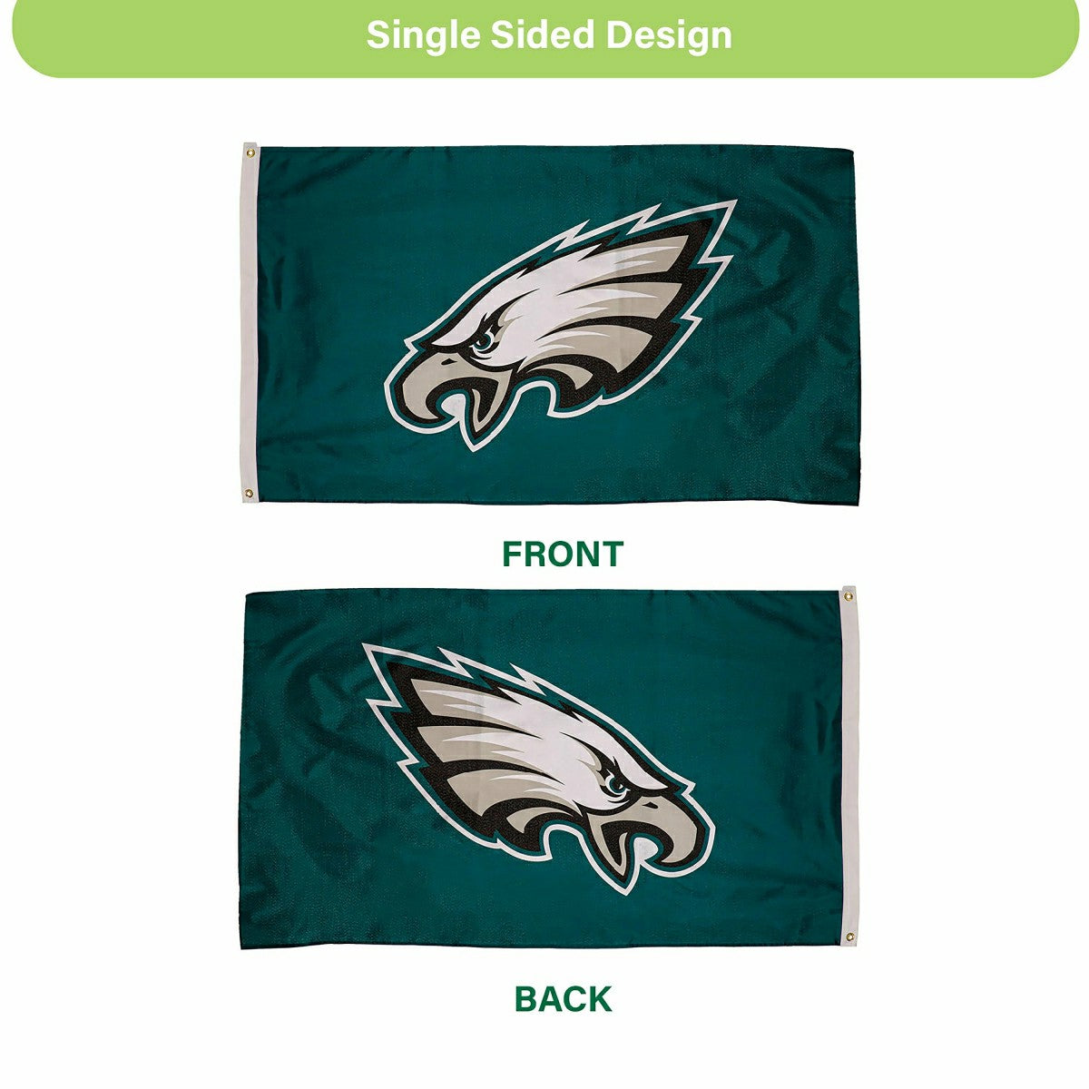 Philadelphia Eagles Single Sided Estate Flag with 2 Grommets, 3'x5', Home, NFL