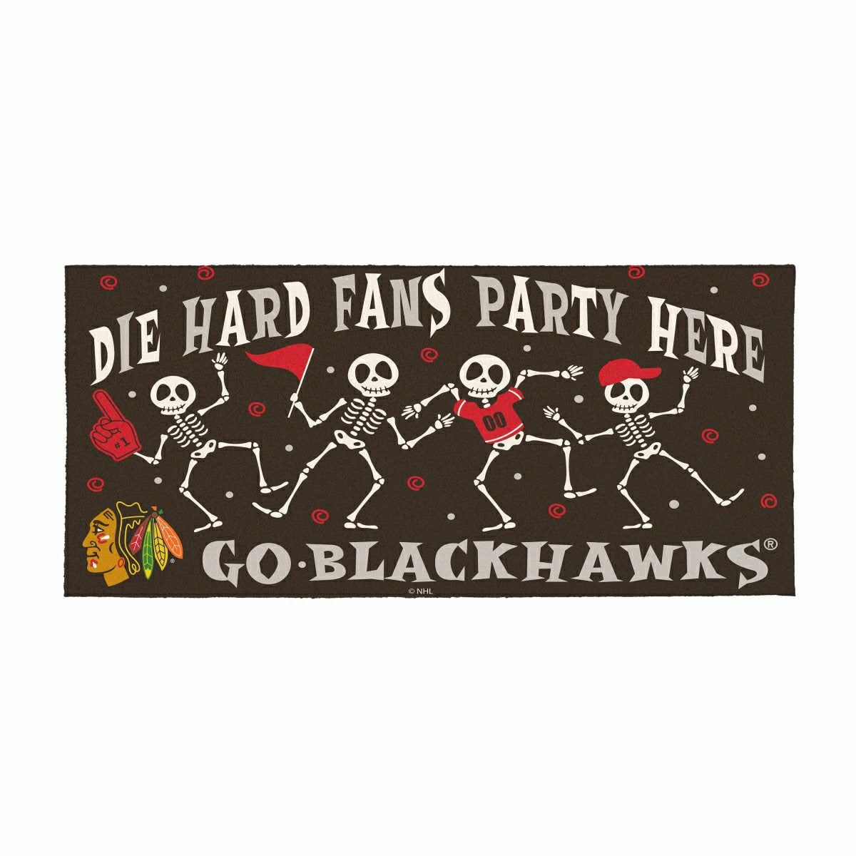 Chicago Blackhawks Flocked Coir Halloween Sassafras Switch Mat, 22"x10, NHL
