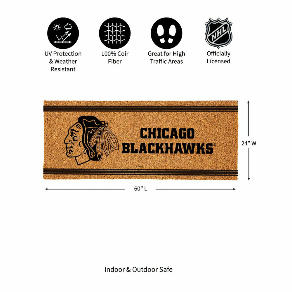 Chicago Blackhawks Extra Large One Color Coir Mat, 60"x24", NHL