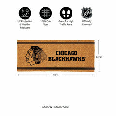 Chicago Blackhawks Extra Large One Color Coir Mat, 60"x24", NHL