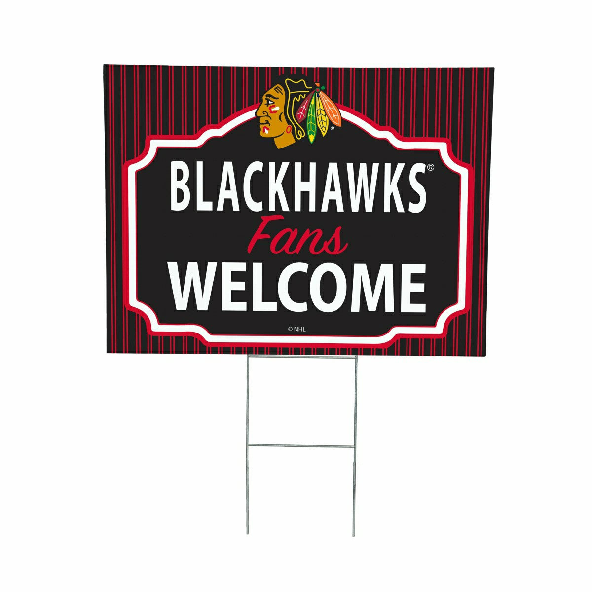 Chicago Blackhawks Coroplast Yard Sign, "Fans Welcome", NHL, Home