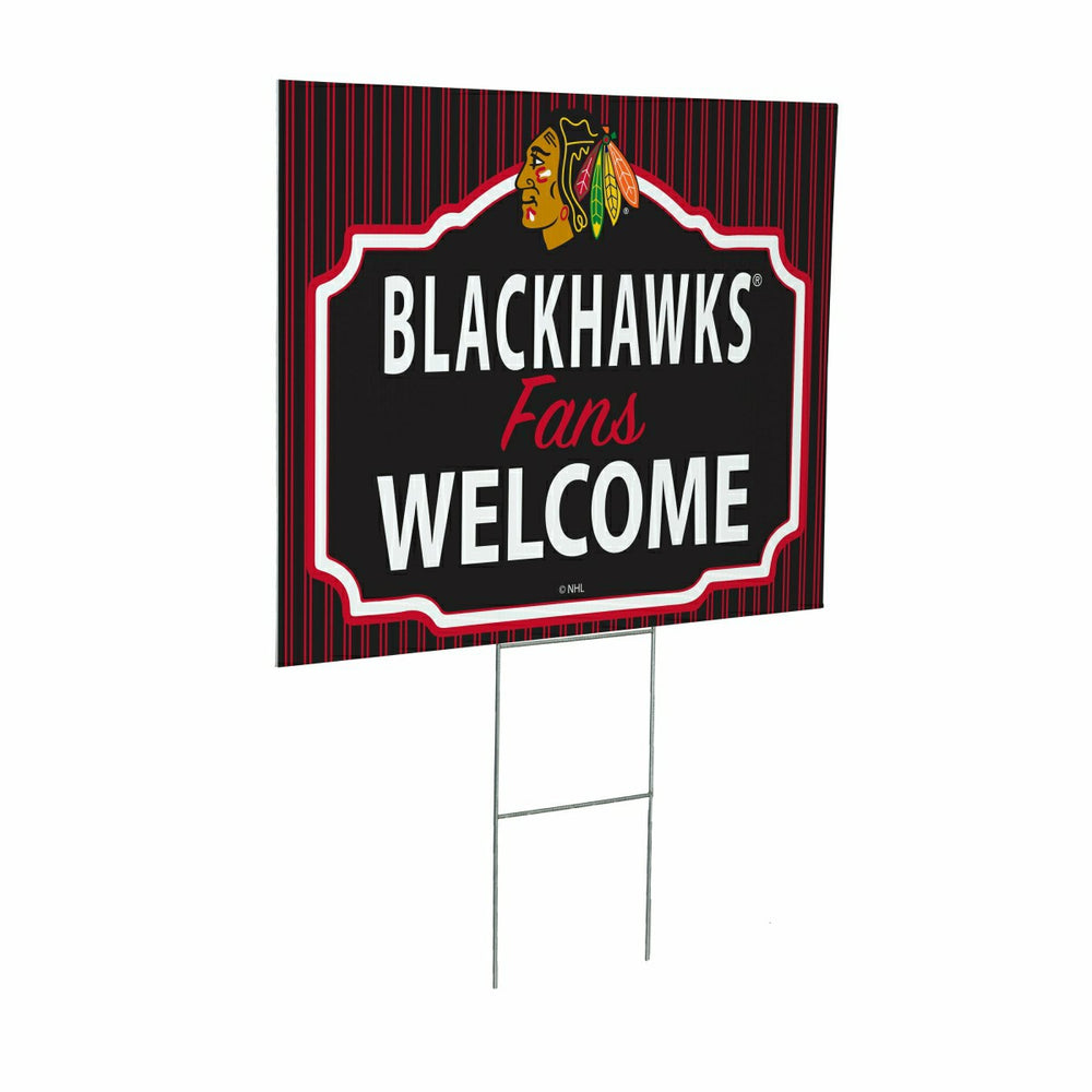 Chicago Blackhawks Coroplast Yard Sign, "Fans Welcome", NHL, Home