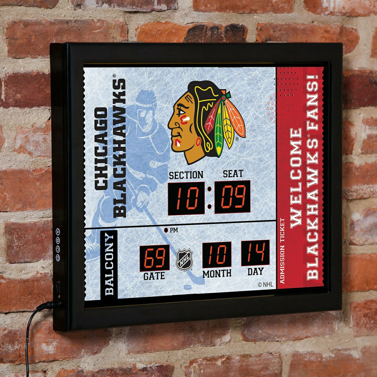 Scoreboard Wall Clock, Chicago Blackhawks, NHL, Home
