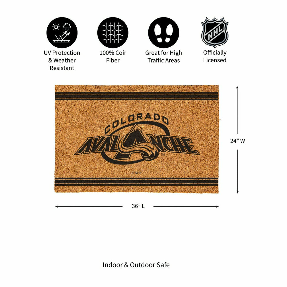 Colorado Avalanche Large One Color Coir Mat, 36"x24", NHL