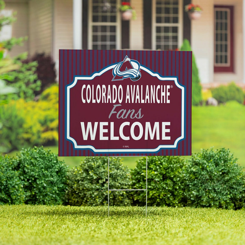 Colorado Avalanche Coroplast Yard Sign, "Fans Welcome", NHL, Home