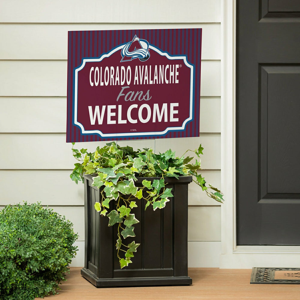 Colorado Avalanche Coroplast Yard Sign, "Fans Welcome", NHL, Home