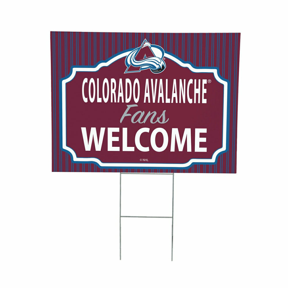 Colorado Avalanche Coroplast Yard Sign, "Fans Welcome", NHL, Home