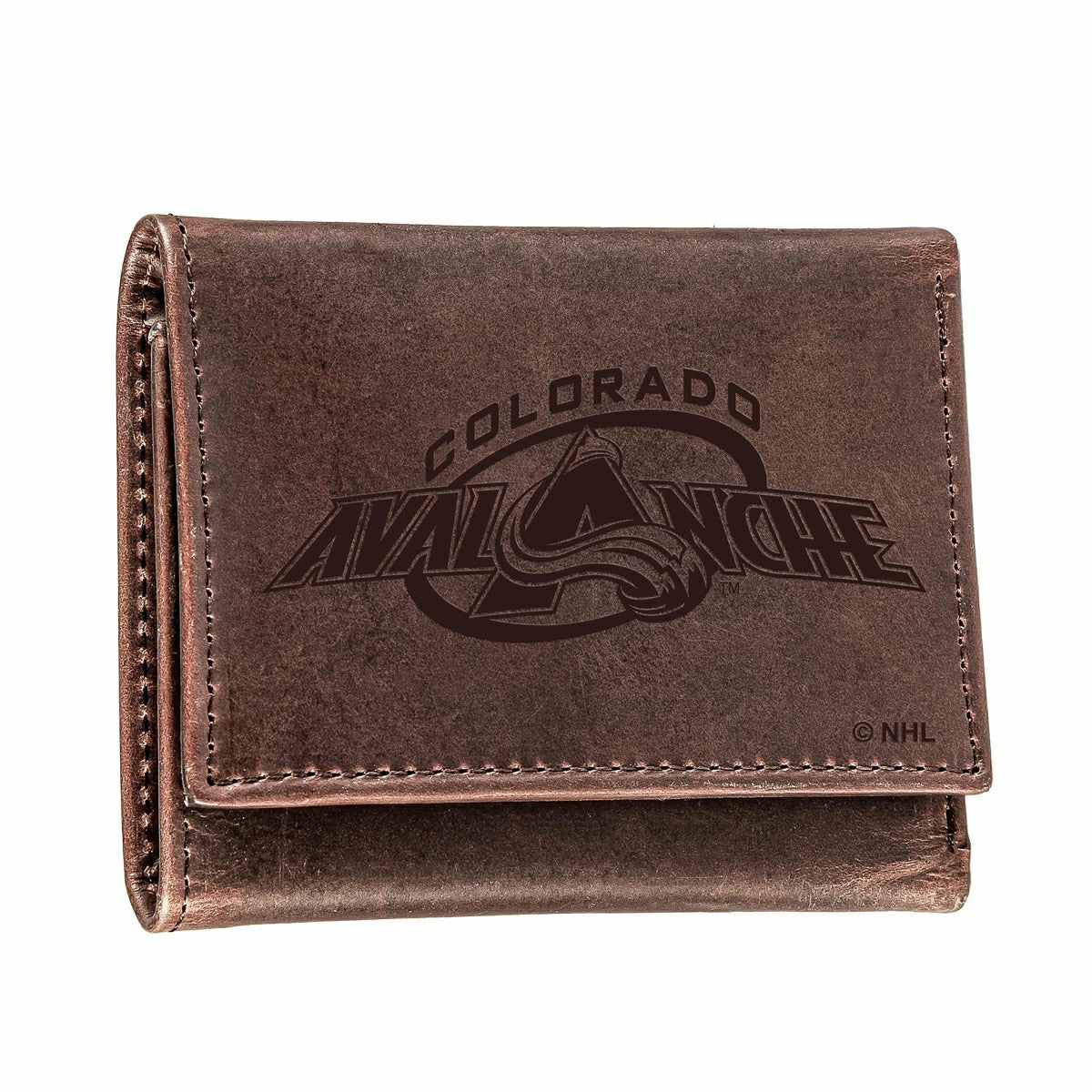 Colorado Avalanche, Tri-Fold Wallet, Brown, CH, 100% Genuine Leather, NHL, Home