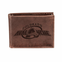 Colorado Avalanche, Bi-Fold Wallet, Brown, CH, 100% Genuine Leather, NHL, Home