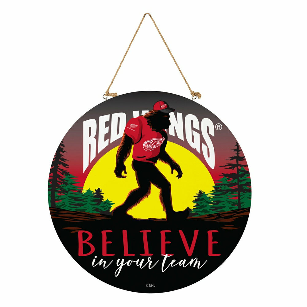 Detroit Red Wings Bigfoot Round Door Décor with Hanging Rope, 18x18, NHL, Home