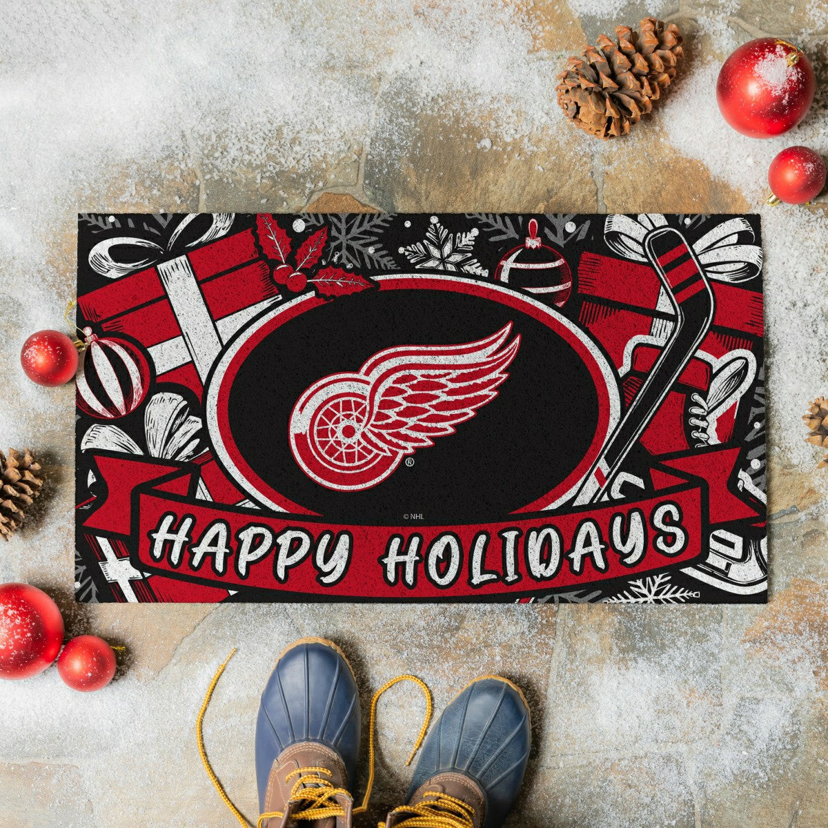 Detroit Red Wings Holiday PVC Mat, 28"x16", NHL