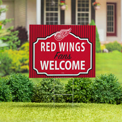 Detroit Red Wings Coroplast Yard Sign, "Fans Welcome", NHL, Home