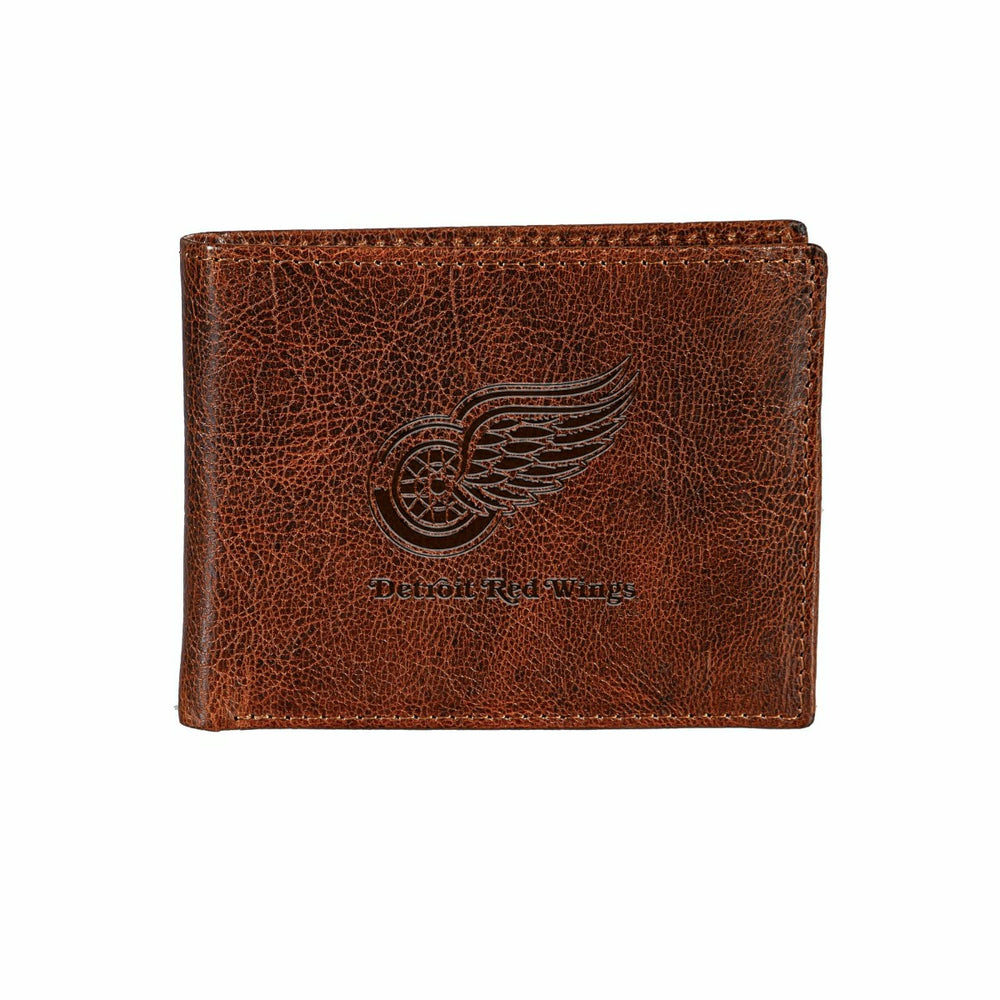 Detroit Red Wings, Embossed 100% Genuine Tumbled Leather Passcase Bi-F, NHL, Home