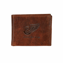 Detroit Red Wings, Embossed 100% Genuine Tumbled Leather Passcase Bi-F, NHL, Home