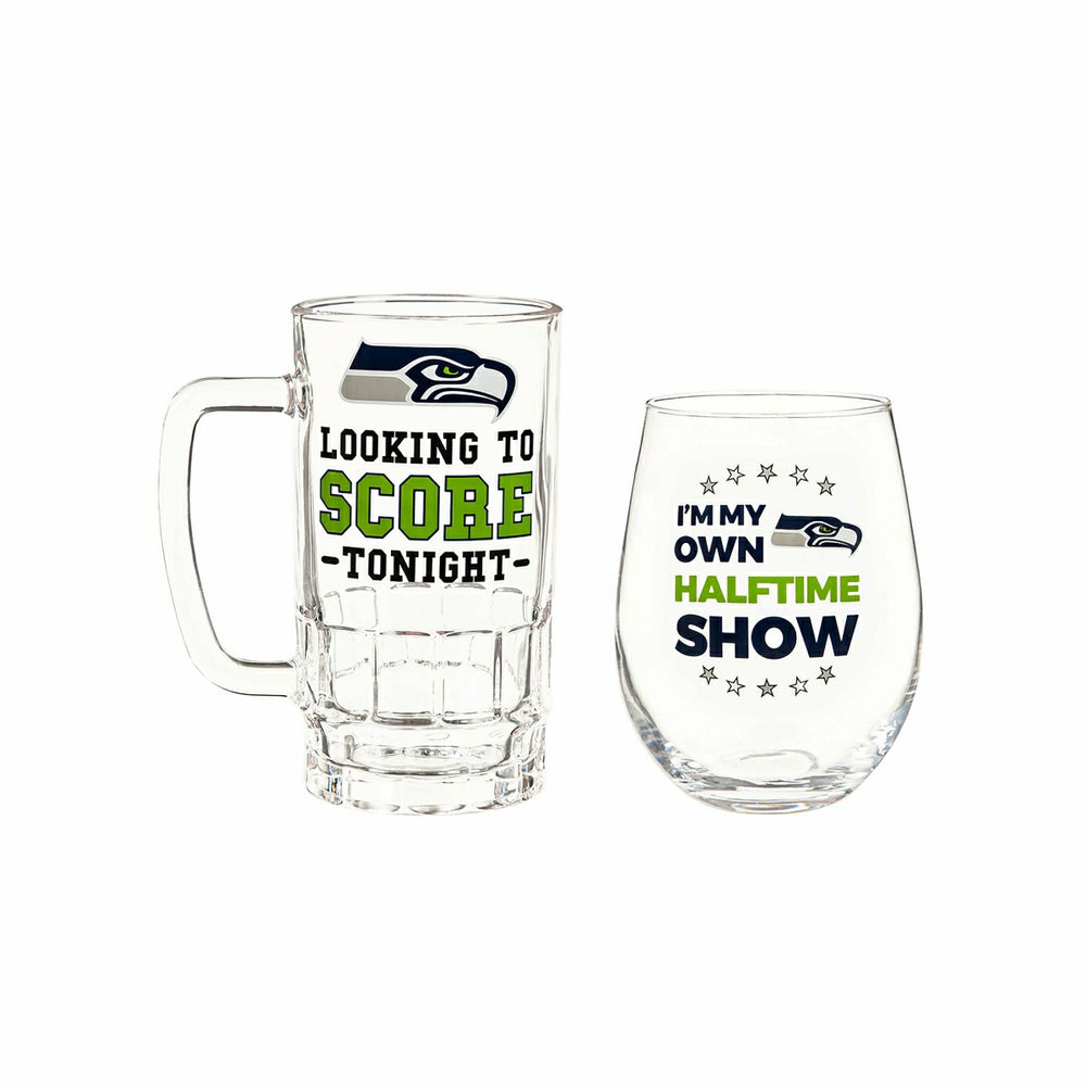 Seattle Seahawks, Stemless 17OZ Wine & Beer 16 OZ Gift Set, Home, NFL