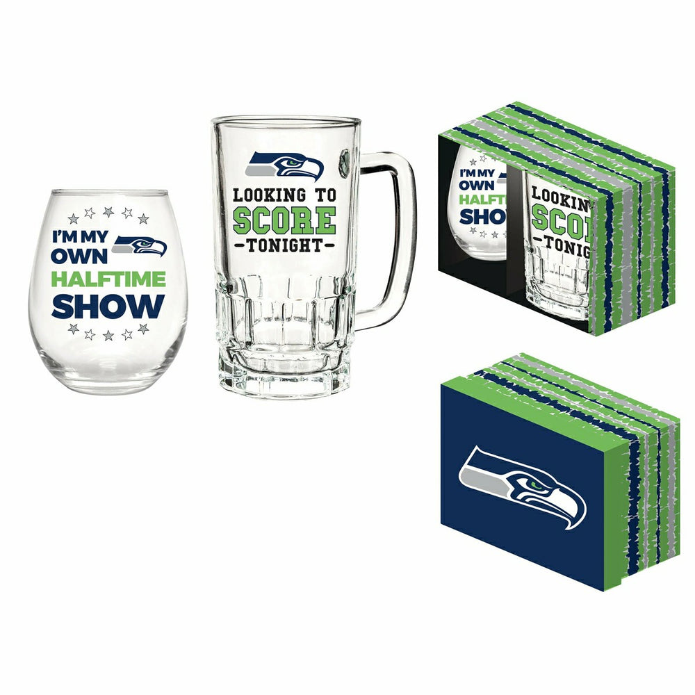 Seattle Seahawks, Stemless 17OZ Wine & Beer 16 OZ Gift Set, Home, NFL