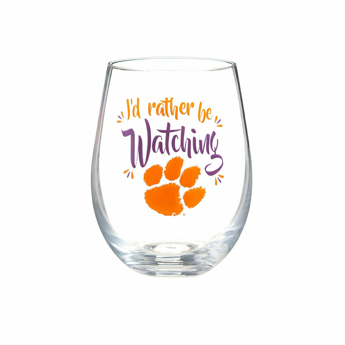 Clemson University, 17oz Boxed Stemless Glass, Home, Collegiate