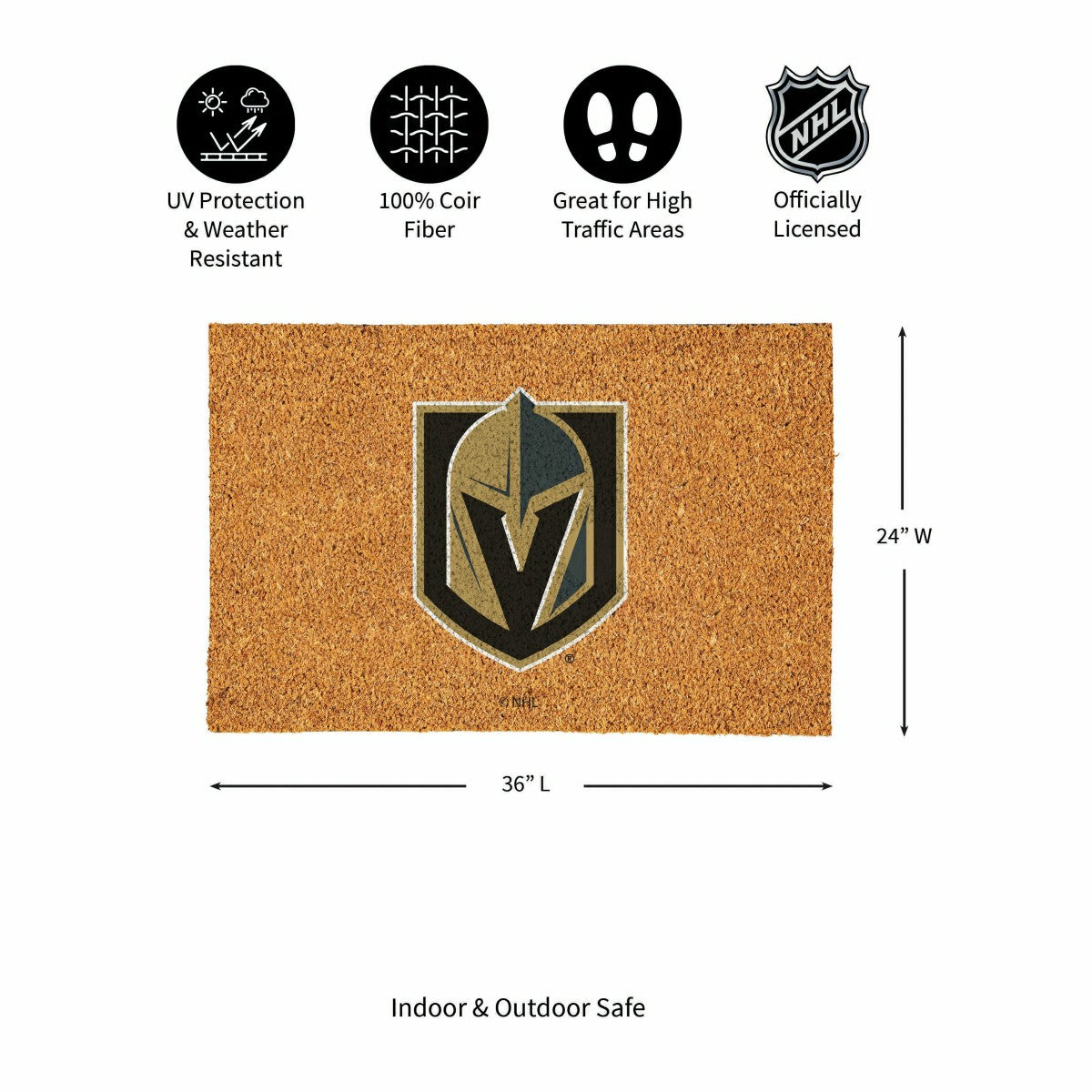 Las Vegas Golden Knights Large Full Color Coir Mat, 36"x24", NHL