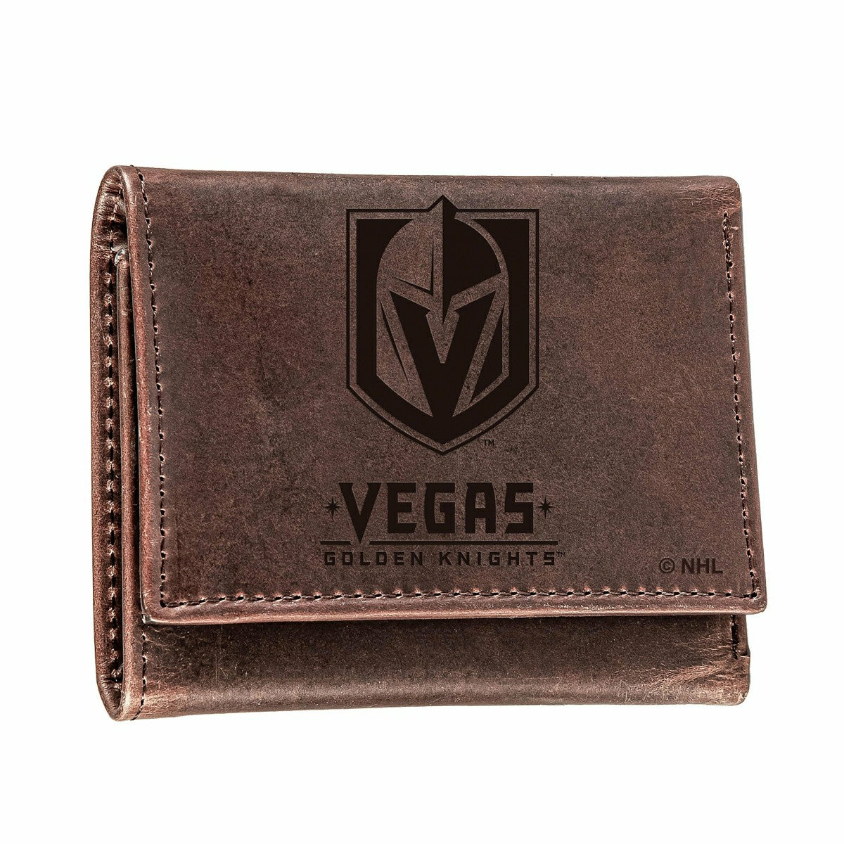Vegas Golden Knights, Tri-Fold Wallet, Brown, CH, 100% Genuine Leather, NHL, Home