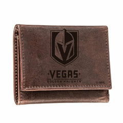 Vegas Golden Knights, Tri-Fold Wallet, Brown, CH, 100% Genuine Leather, NHL, Home