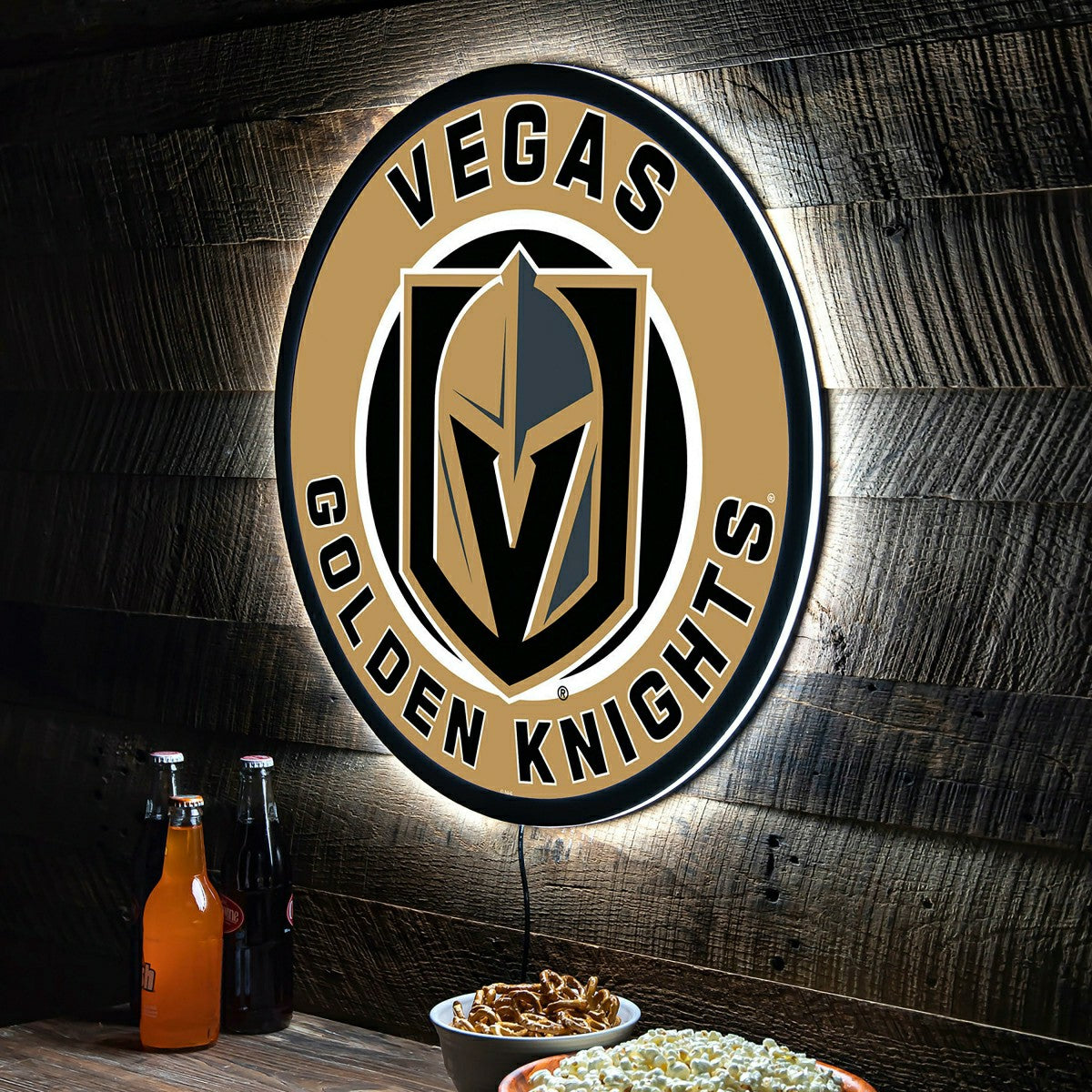 LED Wall Decor, Round, Las Vegas Golden Knights, NHL, Home