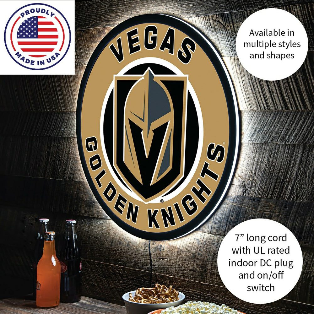 LED Wall Decor, Round, Las Vegas Golden Knights, NHL, Home