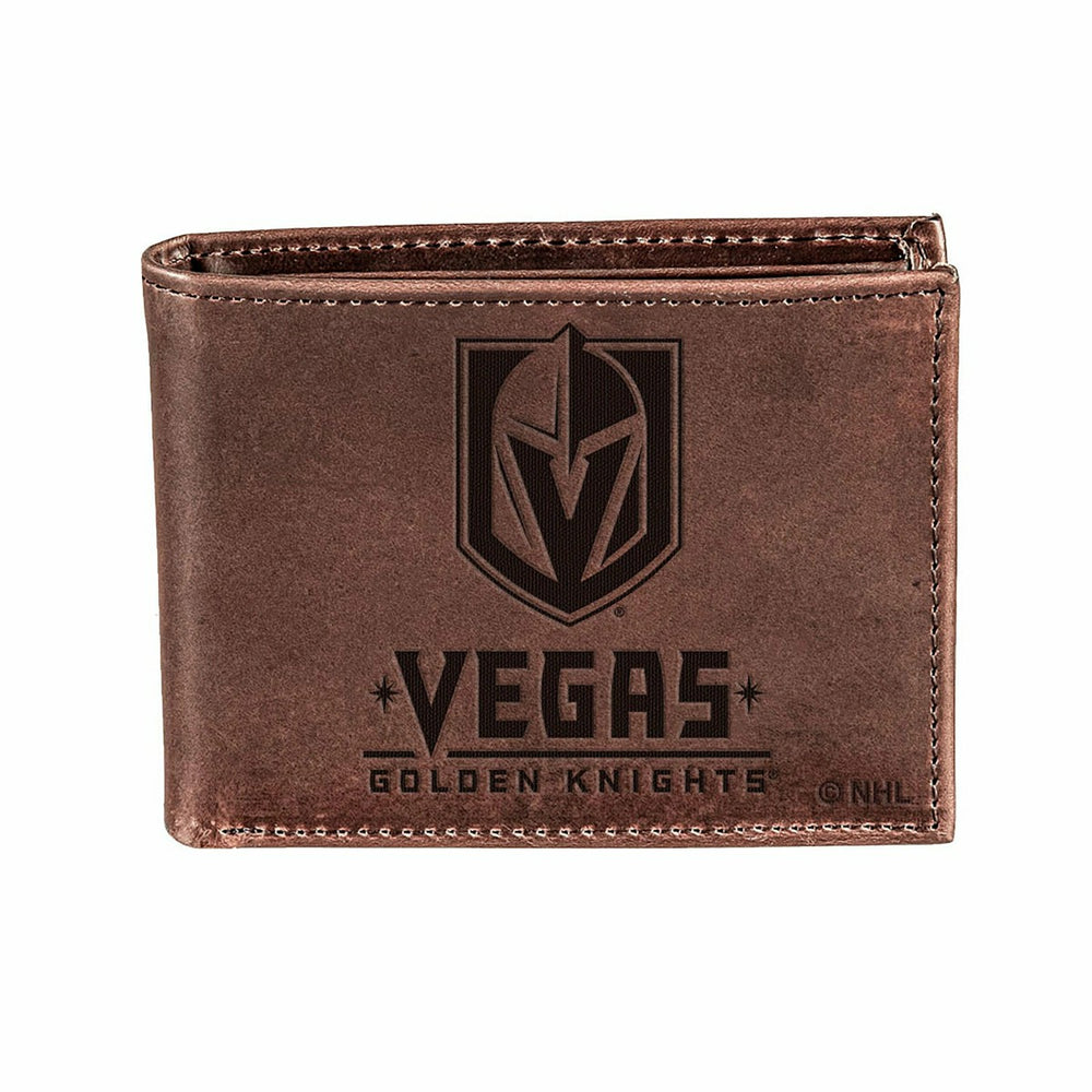 Vegas Golden Knights, Bi-Fold Wallet, Brown, CH, 100% Genuine Leather, NHL, Home