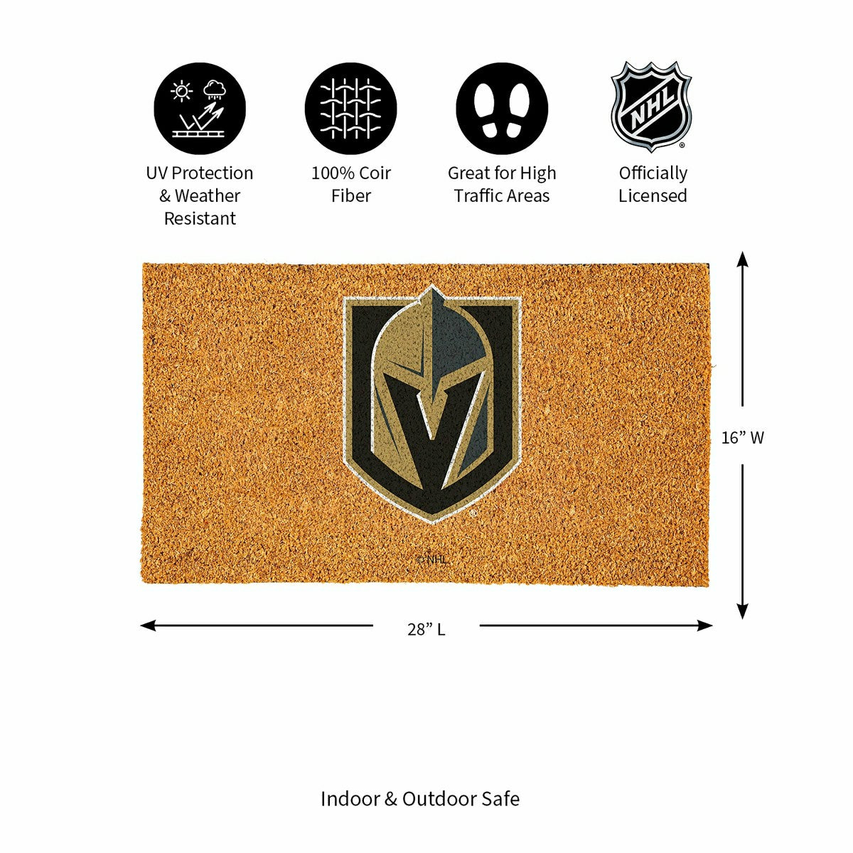 Coir Mat, 16"x28", Vegas Golden Knights, NHL