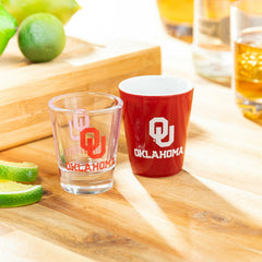 University of Oklahoma 4-Piece Ceramic and Glass 2oz. Shot Glass Set, Home, Collegiate