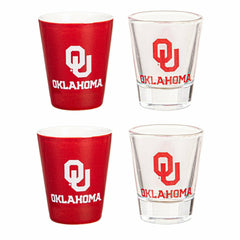 University of Oklahoma 4-Piece Ceramic and Glass 2oz. Shot Glass Set, Home, Collegiate