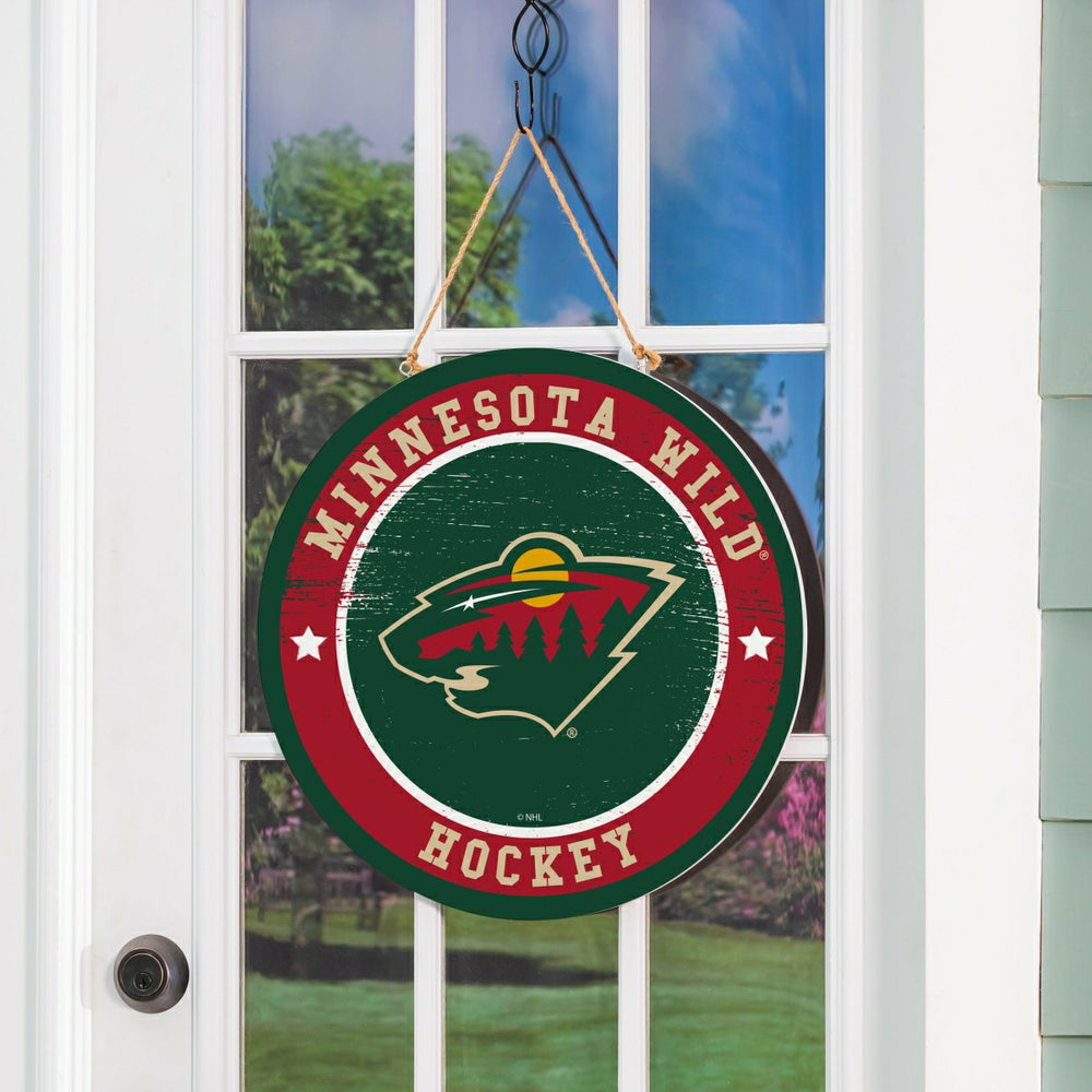 Minnesota Wild Round Door Décor with Hanging Rope, 18x18, NHL, Home