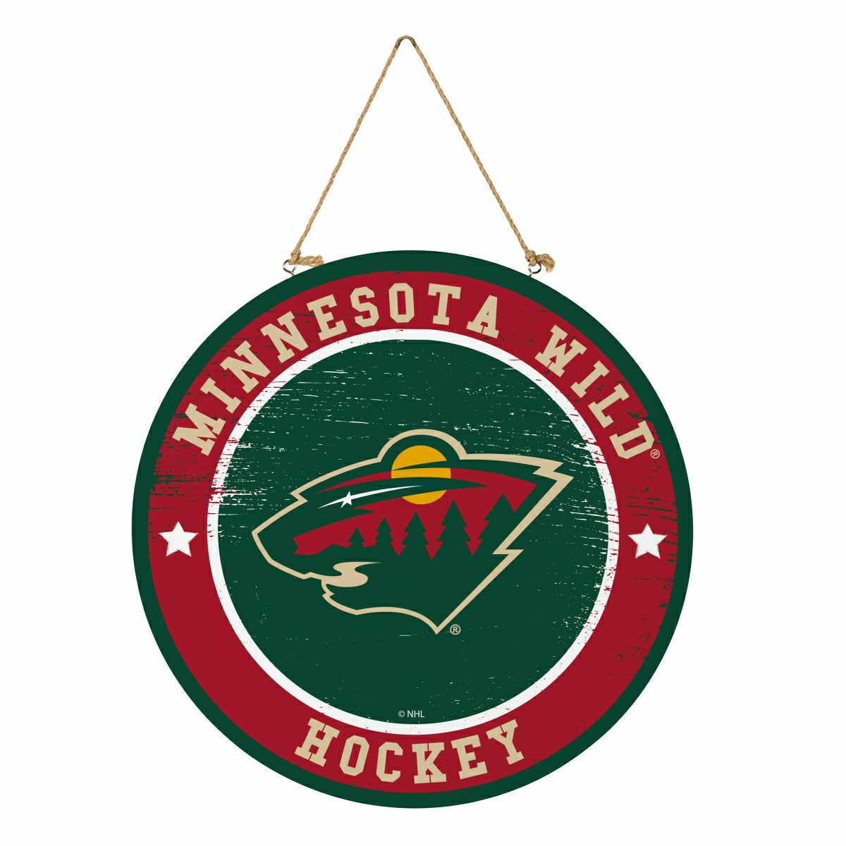 Minnesota Wild Round Door Décor with Hanging Rope, 18x18, NHL, Home