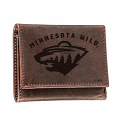 Minnesota Wild, Bi-Fold Wallet, Brown, CH, 100% Genuine Leather, NHL, Home