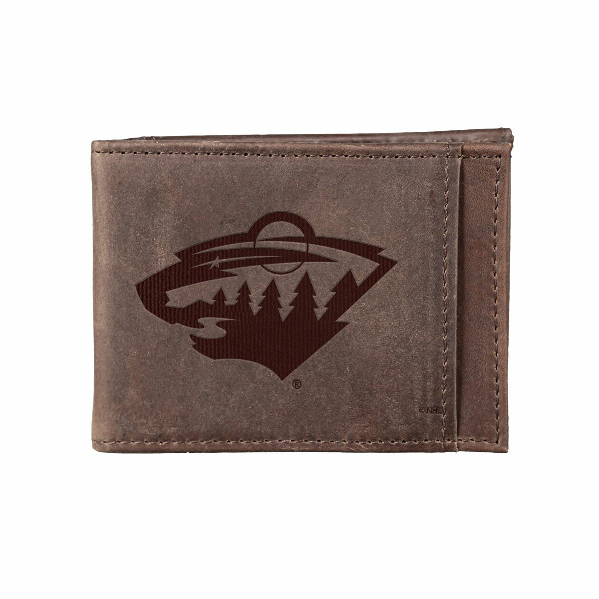 Front Pocket Wallet w/ RFID Blocking, Minnesota Wild, Brown, NHL, Home