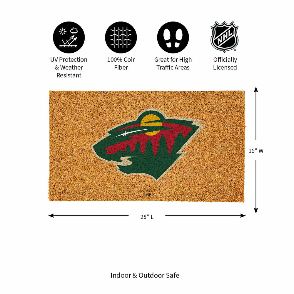 Coir Mat, 16"x28", Minnesota Wild, NHL