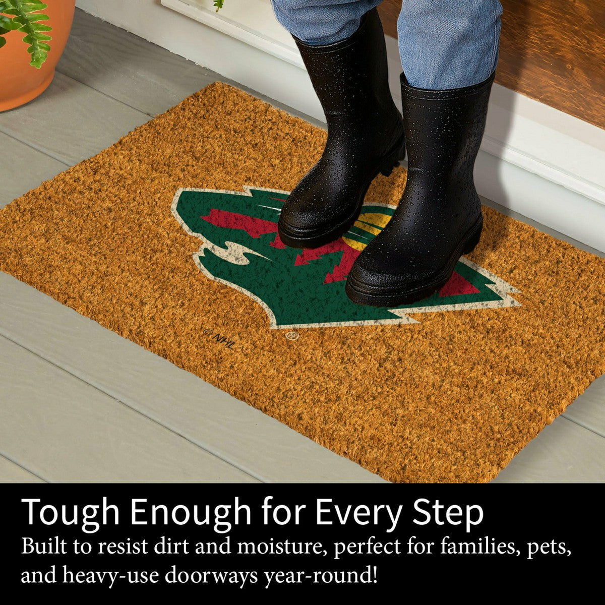 Coir Mat, 16"x28", Minnesota Wild, NHL