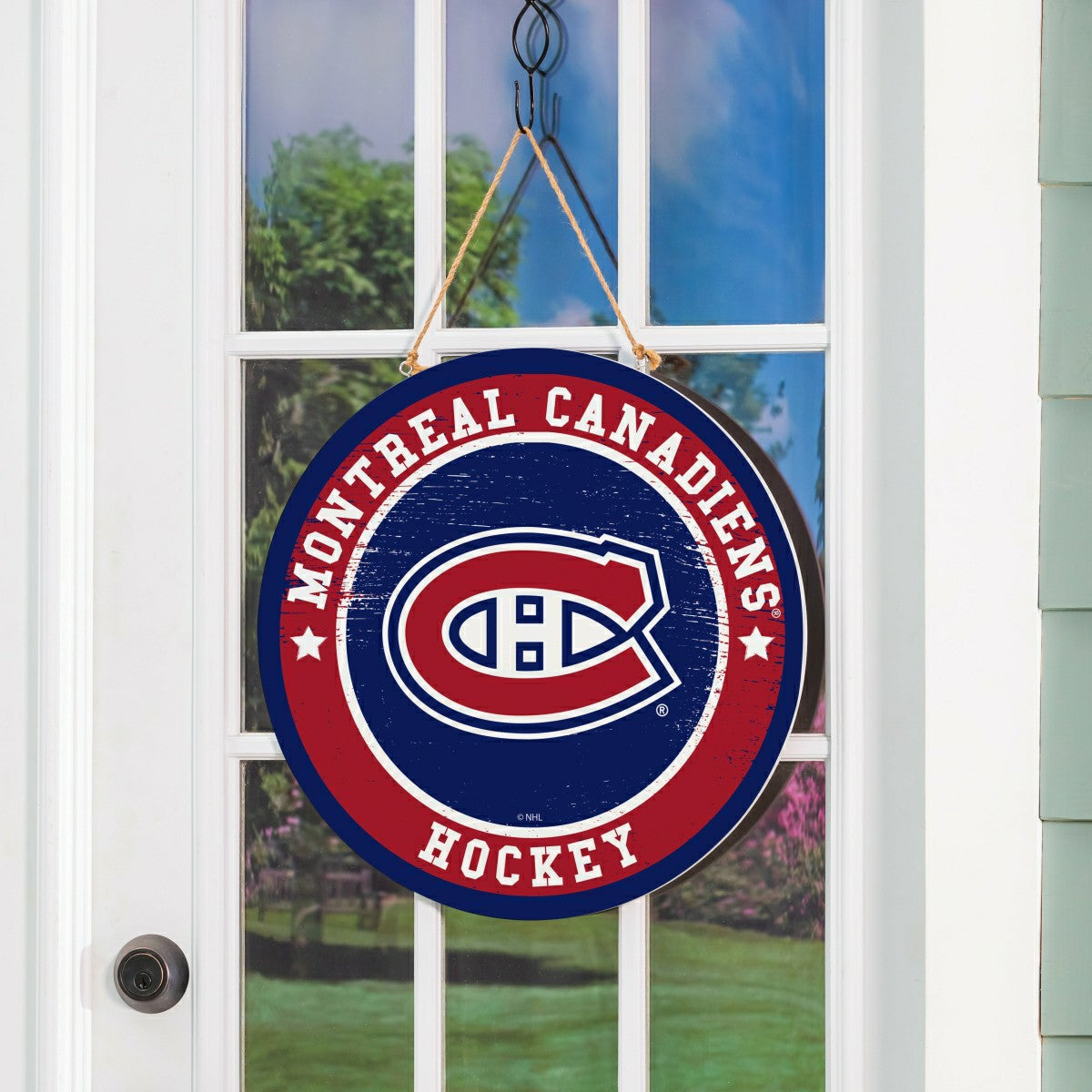 Montreal Canadiens Round Door Décor with Hanging Rope, 18x18, NHL, Home