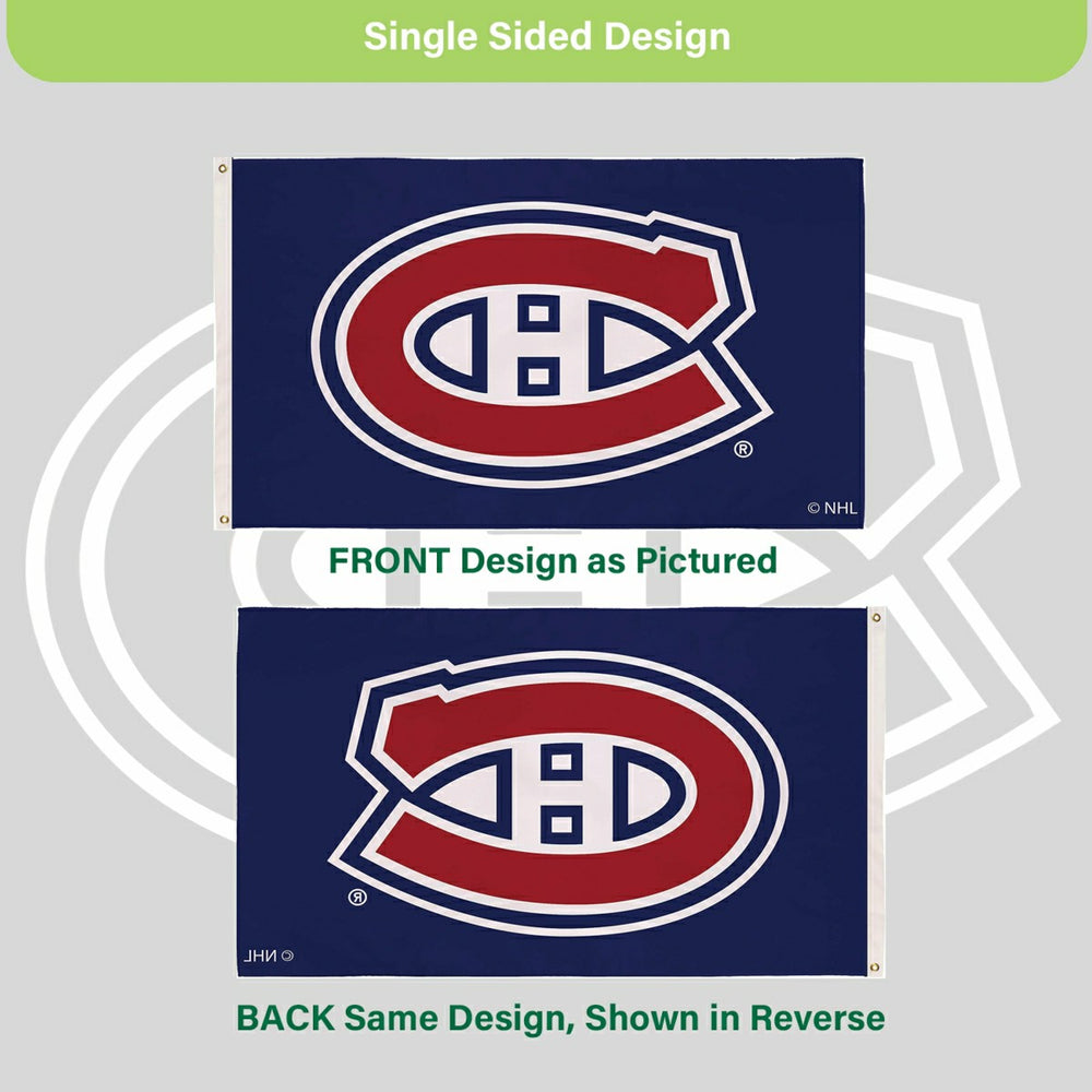 Montreal Canadiens Single Sided Flag with 2 Grommets, 3'x5', NHL, Home