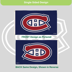 Montreal Canadiens Single Sided Flag with 2 Grommets, 3'x5', NHL, Home