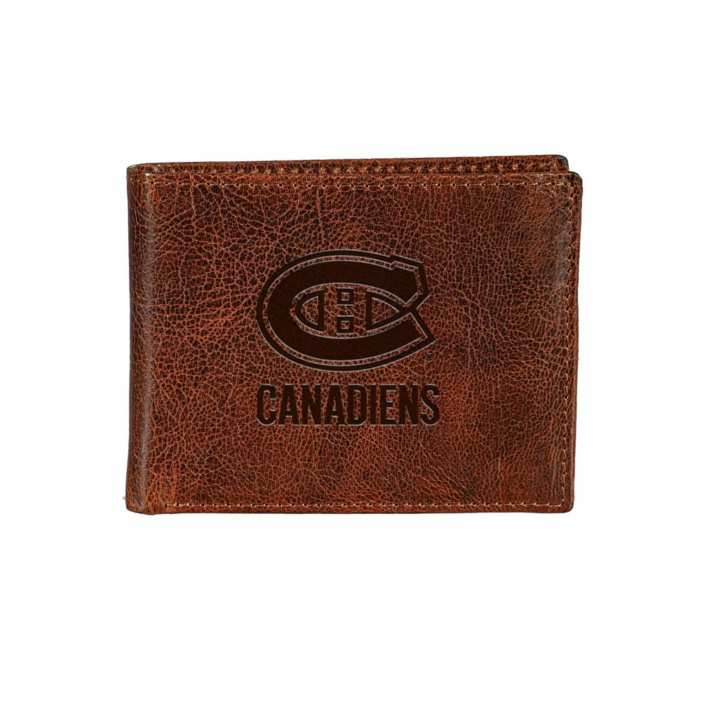 Montreal Canadiens, Embossed 100% Genuine Tumbled Leather Passcase Bi-, NHL, Home