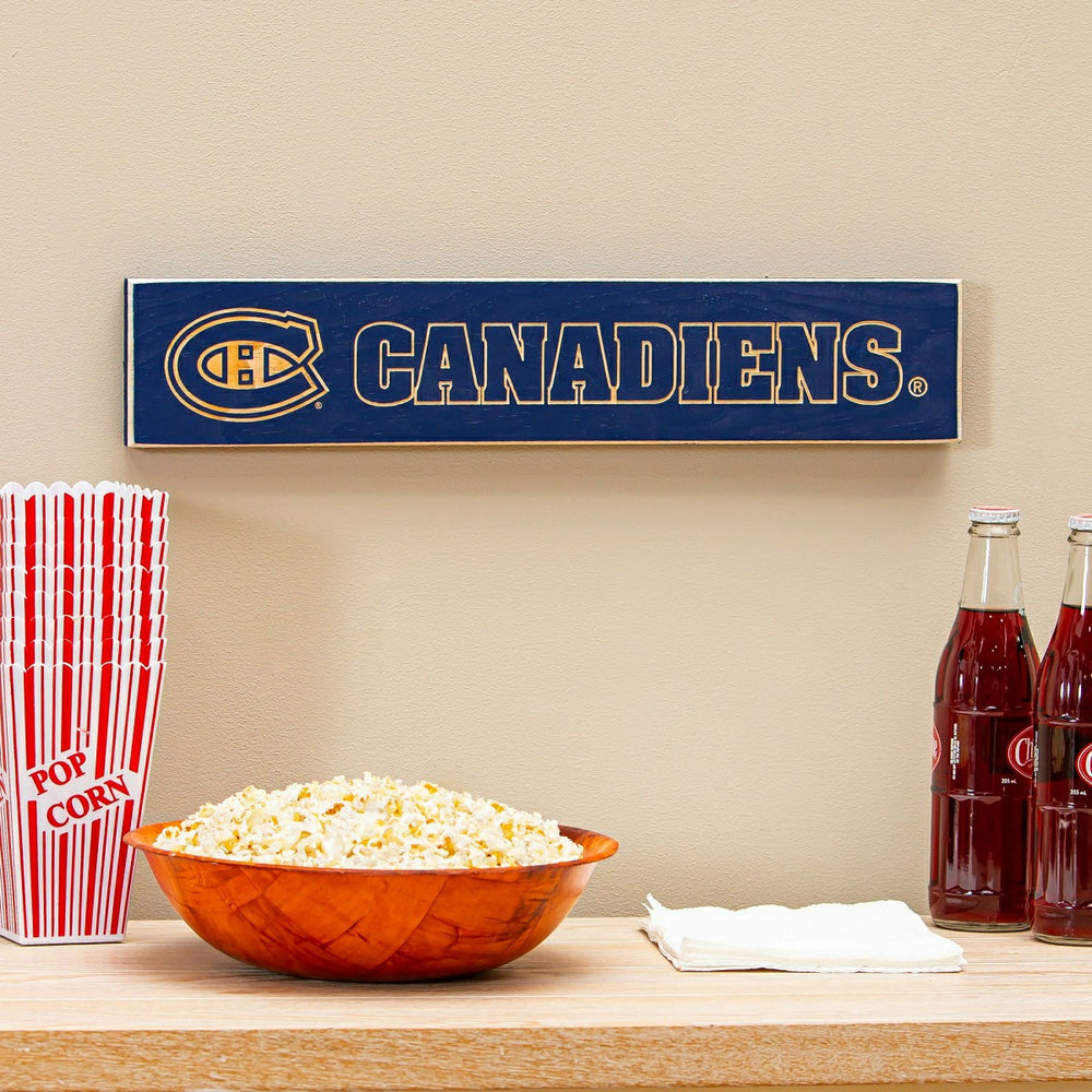 Montreal Canadiens Engraved Wood Sign, 3.5" x 18", NHL, Home