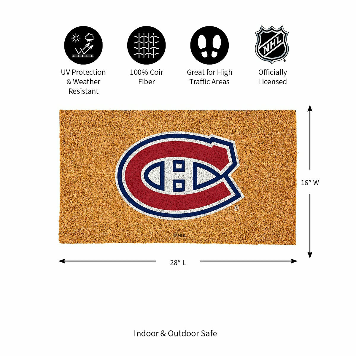 Coir Mat, 16"x28", Montreal Canadiens, NHL