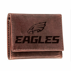Philadelphia Eagles, Tri-Fold Wallet, Brown, CH, 100% Genuine Leather, Home, NFL