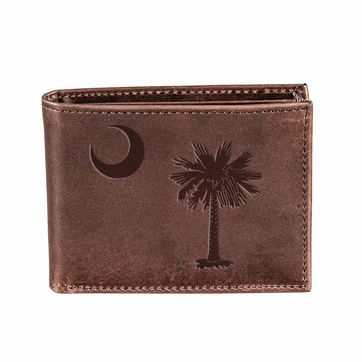 Bi-Fold Wallet, Brown, CH, 100% Genuine Leather, South Carolina State , Home
