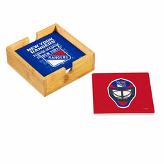New York Rangers Ceramic Coasters Set, 4pcs with Wood Caddy, NHL, Home