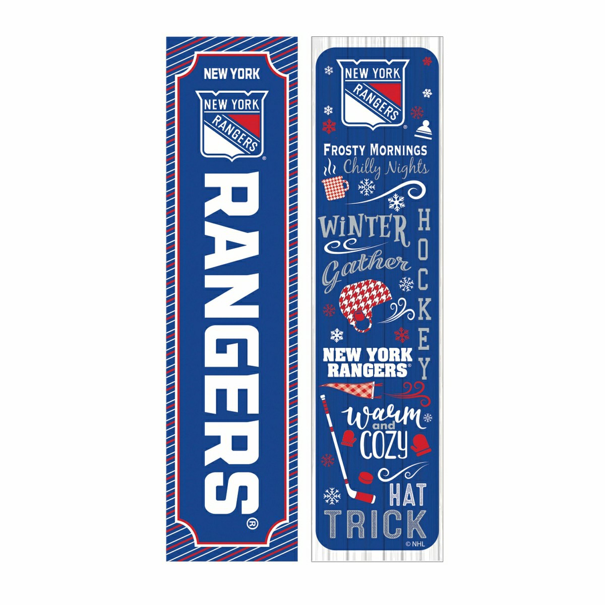 46" Double Sided Leaner, New York Rangers, Winter Seasonal, NHL, Home