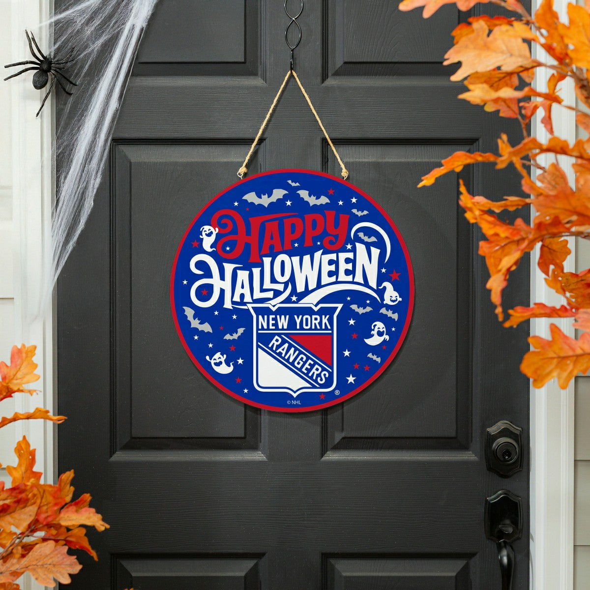 New York Rangers Halloween Round Door Décor with Hanging Rope, 18x18, NHL, Home