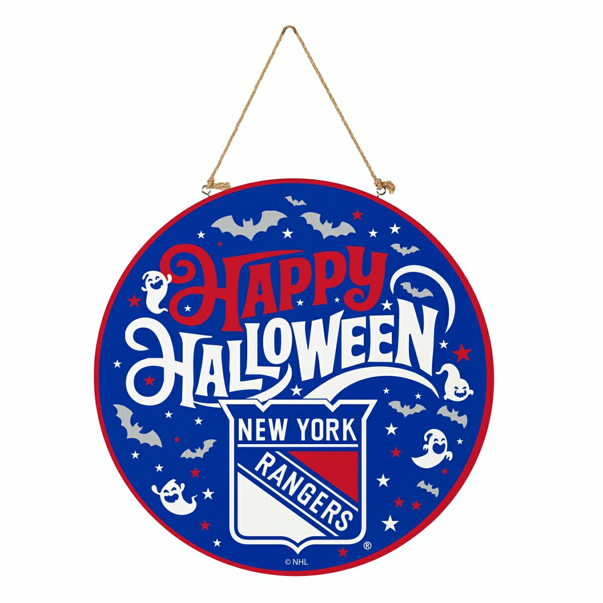New York Rangers Halloween Round Door Décor with Hanging Rope, 18x18, NHL, Home