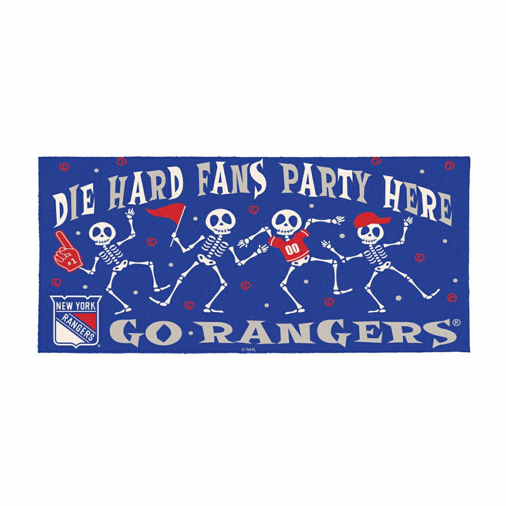 New York Rangers Flocked Coir Halloween Sassafras Switch Mat, 22"x10", NHL