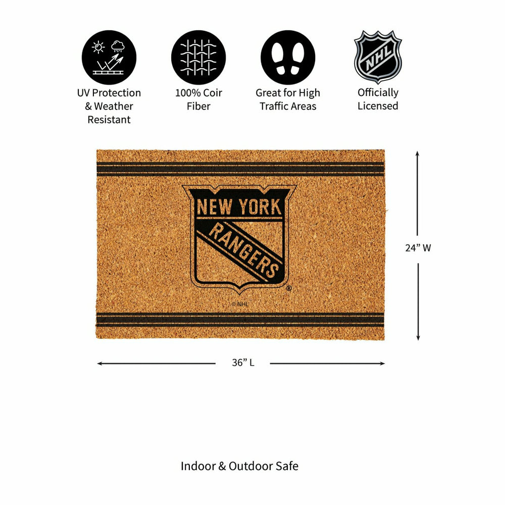 New York Rangers Large One Color Coir Mat, 36"x24", NHL